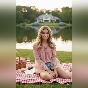 Bluivy Peach Blush Lace Detail Top Various Sizes